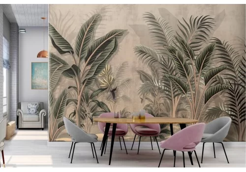 Carta da Parati foglie tropicali natura vintage 2