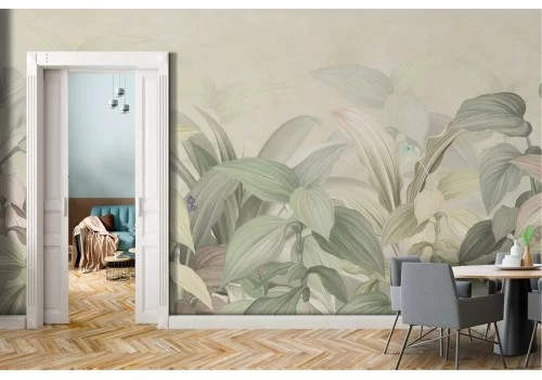 Carta da Parati foglie tropicali natura design vintage