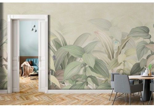 Tropical leaves nature vintage design wallpaper