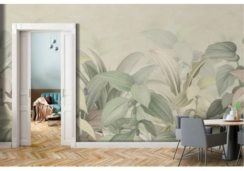 Tropical leaves nature vintage design wallpaper