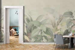 Carta da Parati foglie tropicali natura design vintage