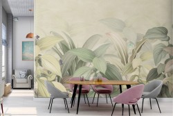Carta da Parati foglie tropicali natura design vintage