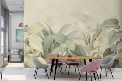 Tropical leaves nature vintage design wallpaper