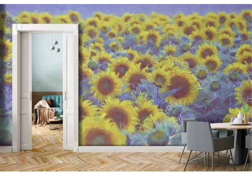 Sunflower art painted wallpaper