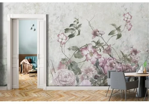 Carta da Parati fiori rosa vintage natura