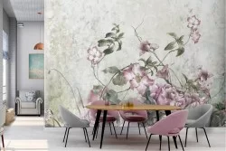 Carta da Parati fiori rosa vintage natura