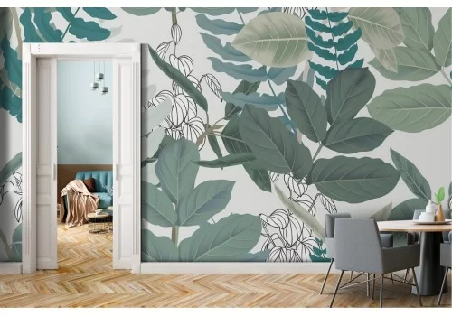Carta da Parati foglie tropicali natura design moderno
