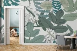 Carta da Parati foglie tropicali natura design moderno