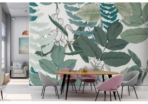 Carta da Parati foglie tropicali natura design moderno 2