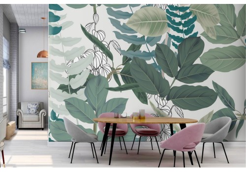 Tropical leaves nature modern design wallpaper 2