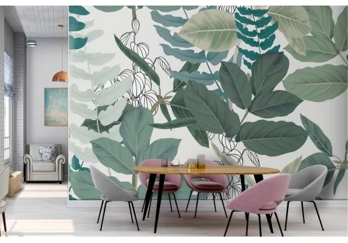 Tropical leaves nature modern design wallpaper 2