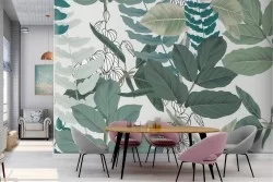 Tropical leaves nature modern design wallpaper