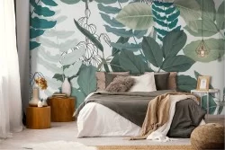 Modern Tropical Nature Leaves Wallpaper