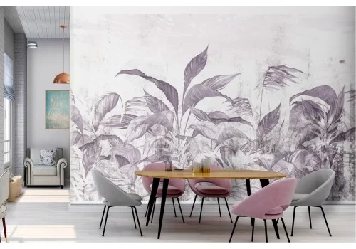 Carta da Parati foglie tropicali natura design vintage 2
