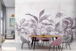 Carta da Parati foglie tropicali natura design vintage