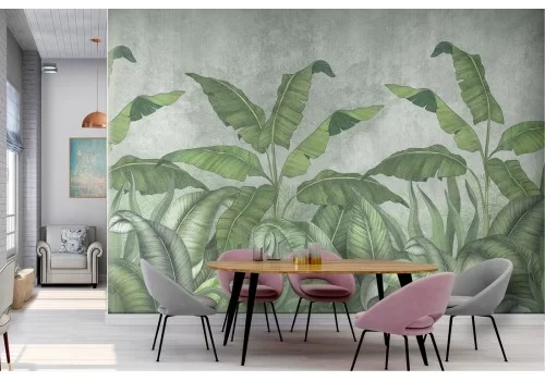 Carta da Parati foglie tropicali natura illustrazione 2