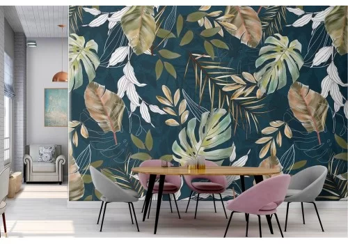 Carta da Parati foglie tropicali natura vintage 2