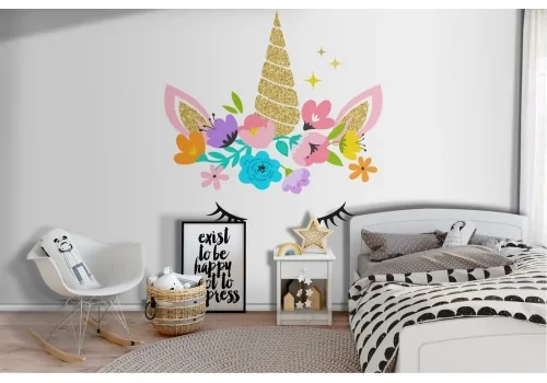 Stylized unicorn wallpaper for children