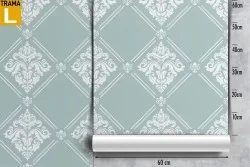 Blue damask vintage pattern wallpaper.