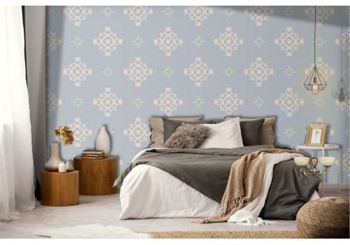 Blue damask vintage pattern wallpaper.