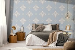 Blue damask vintage pattern wallpaper.