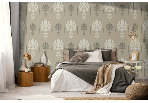 Damask wallpaper with vintage geometric decoration.