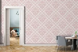 Pink damask wallpaper vintage decoration.