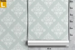 Vintage damask wallpaper blue pattern.