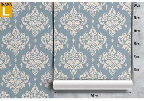 Carta da Parati damasco vintage azzurro. 2