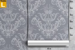 Vintage damask wallpaper gray pattern.