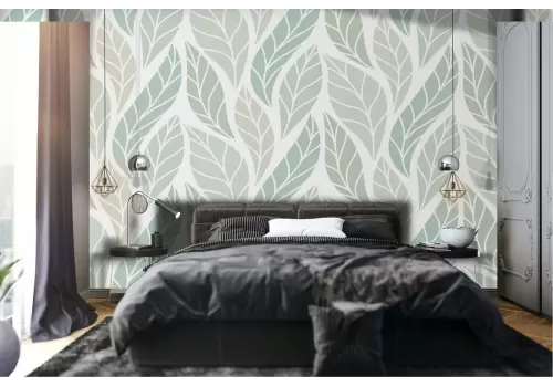 Wallpaper with stylized green nature leaves