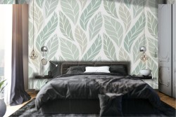 Carta da Parati foglie stilizzate verde natura