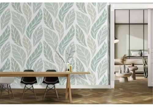 Wallpaper with stylized green nature leaves 2