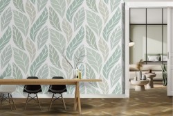 Carta da Parati foglie stilizzate verde natura