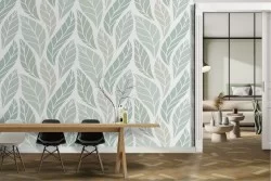 Wallpaper with stylized green nature leaves