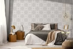 Carta da Parati decorazione geometrica vintage grigio.