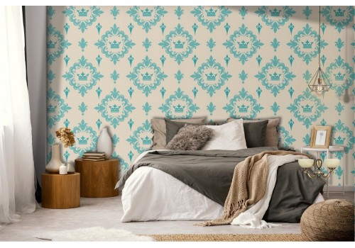 Vintage wallpaper with geometric pattern decoration.