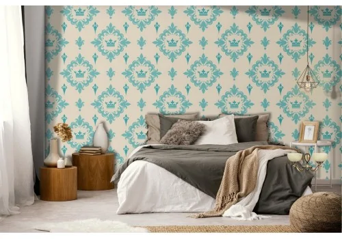 Vintage wallpaper with geometric pattern decoration.