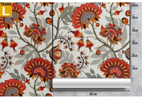 Carta da Parati fiori rossi vintage natura pattern. 2