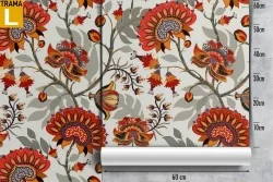 Vintage red flowers nature pattern wallpaper.