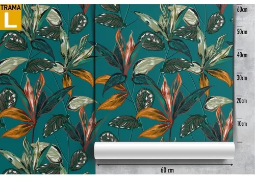 Carta da Parati foglie natura design vintage. 2