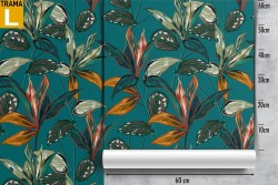 Carta da Parati foglie natura design vintage.