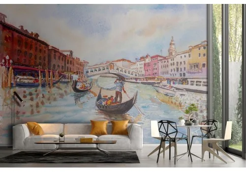 Carta da Parati Venezia gondola illustrata