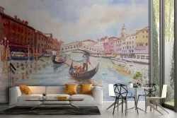 Carta da Parati Venezia gondola illustrata