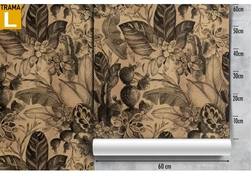 Carta da Parati foglie tropicali natura vintage. 2