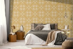 Damask wallpaper with vintage geometric decoration.