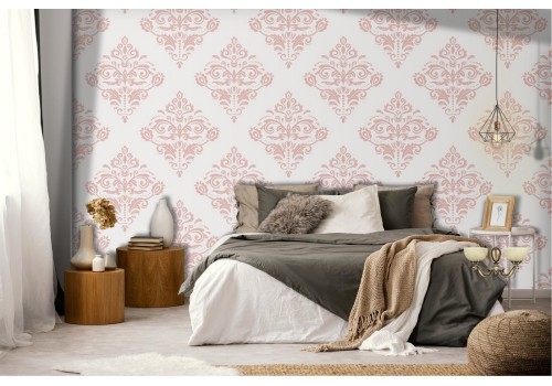 Pink damask wallpaper vintage decoration.
