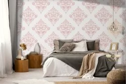 Pink damask wallpaper vintage decoration.