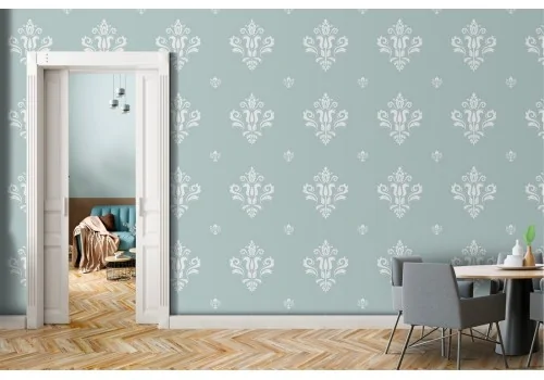 Vintage damask wallpaper blue pattern.572