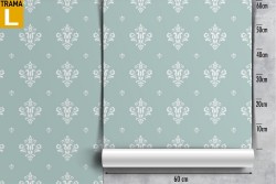 Vintage damask wallpaper blue pattern.